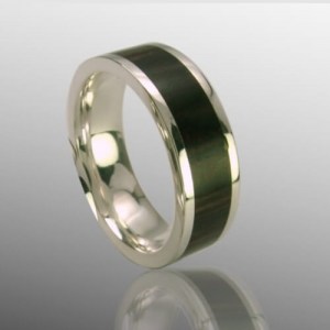 Ring  Silber mit Holzeinlage Cocobollo 7mm